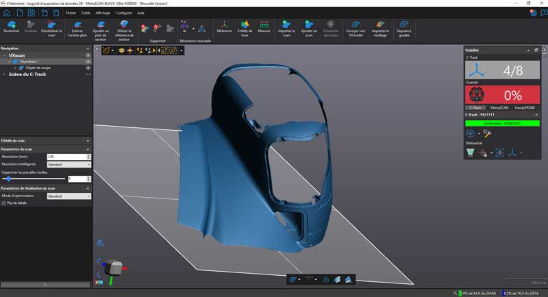 Modèle 3D de l'arc du pare-chocs avant angle frontal dans le logiciel VXmodel