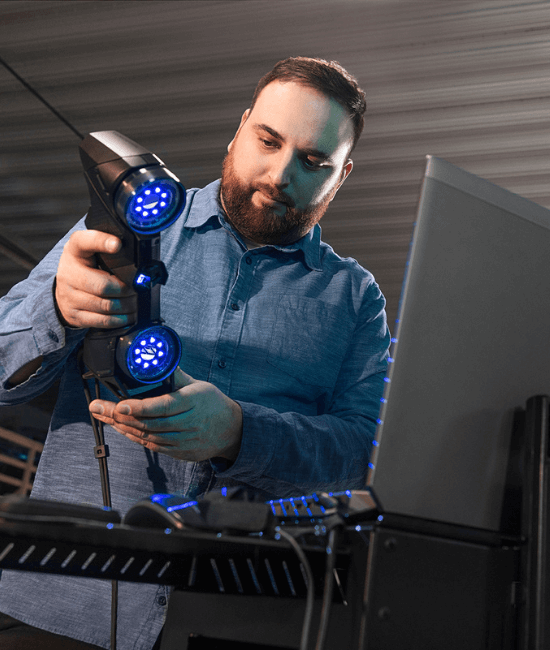 handyscan black technician on shop floor